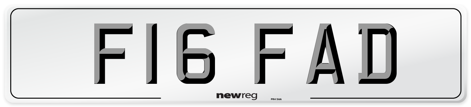 F16 FAD Number Plate from New Reg
